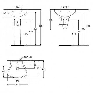 Умывальник "Сириус Элеганс" 50см (Болгария) W891861
