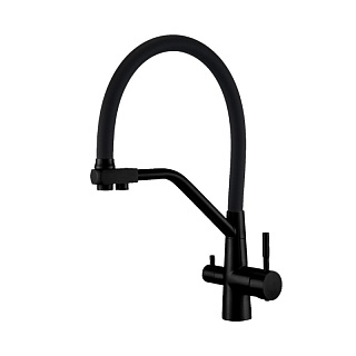 Смеситель д/кухни G-lauf (ZAM18-G090YB) под фильтр нерж.черный корпус с гиб.изливом 