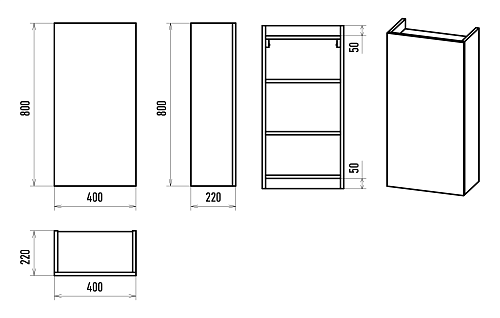 Шкаф подвесной 40 Поло универсальный дуб/антрацит  MISTY 