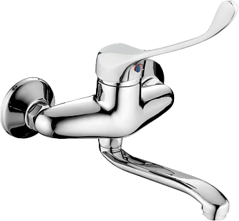 Смеситель д/раковины Haiba HB4654 настенный хром с хирург.ручкой