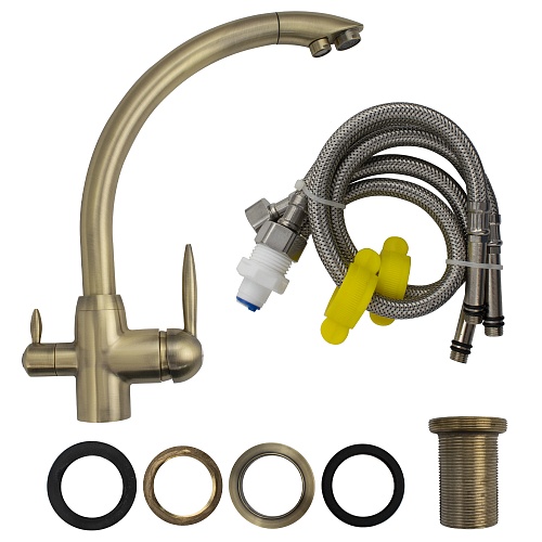 MAGNUS Смеситель д/кухни, БРОНЗА, под фильтр, латунь код 8246