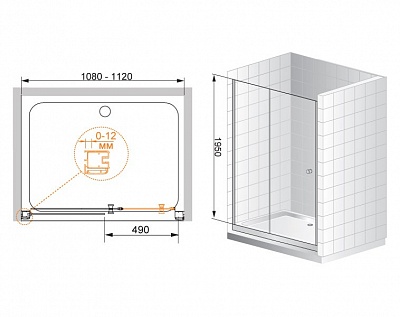 ДУШЕВАЯ ДВЕРЬ В ПРОЕМ CEZARES ANIMA BF-1 120-P-Cr