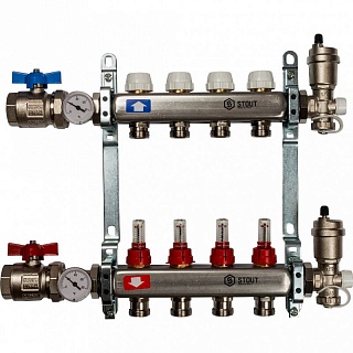 Коллектор 4-вых. нерж.ст. с расходомер. (SMS 0907 000004) STOUT