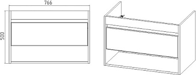 Комплект мебели 80 "Бостон-80" подвесная 1 ящик дуб/белый VIANT (ум.Como-80)