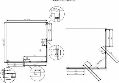 ДУШЕВОЙ УГОЛОК CEZARES TRIUMPH-AH-2 110/100-C-Cr