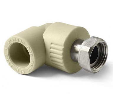 Колено с накидной гайкой (метал.штуцер) 20*1/2" серый (1/100) ПРО АКВА (РА29208G)