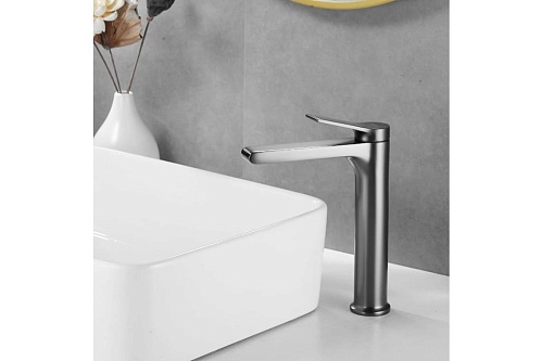 Смеситель д/раковины SHEVANIK высокий оружейная сталь S8311T