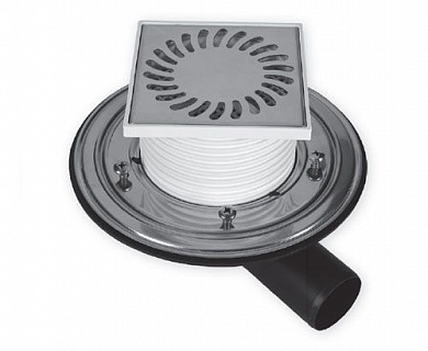 Трап  "MCH"  гориз Ду-50\122х122 с фланцем нерж.сух./вод. заслонка (381В) (8/1)