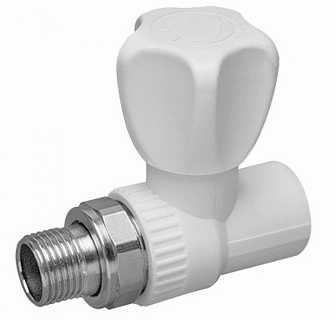 Кран шаровой для радиатора с амер. 20*1/2 (прямой) белый (60) ФД-plast