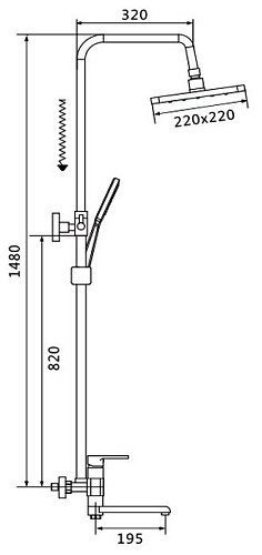 Душ. система SHEVANIK хром S9336