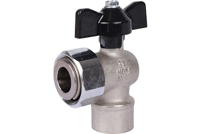 Кран шар. с нак. гайкой угл., баб. ВР 1/2x3/4 (SVB-1010-001520) STOUT