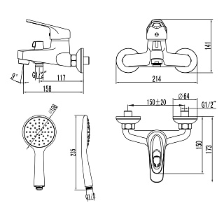 Смеситель д/ванны "LUNA" (4134С) 40 мм. моно коротк.излив LEMARK  ВЫГОДА!!