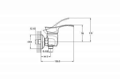 Смеситель д/душевой кабины SOLONE (LUN5-A031) ф40