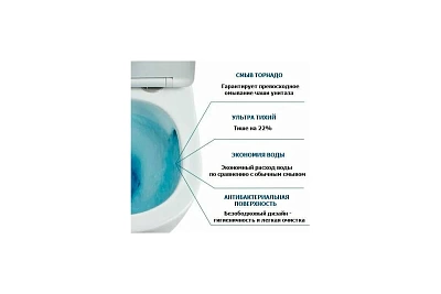 Унитаз подвесной Cerutti  SPA "SELLA Aria Tornado Plus" безободковый сид.дюропл. м/лифт CT9956 АКЦИЯ!!