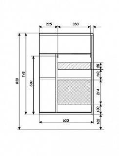Комплект мебели 60 "Stretto-60" подвес., белый глян. 1 ДВ 1 Марка (ум.Акриловый+сифон+донный клапан)