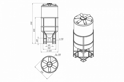Емкость ФМ 2000л в обрешетке