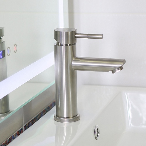 Смес. д/умывальника  MELANA TONDO нерж. (F610101)