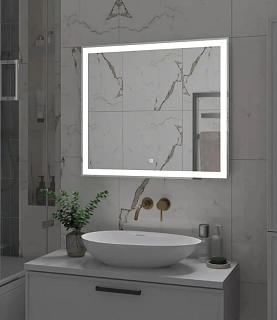 Зеркало 80 "Clamm Led" c LED подсветкой (сенсор на зеркале + подогрев) 800х700 (ЗЛП4792) Континент