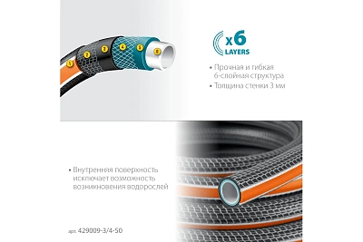 Шланг полив. Grinda ULTRA  6-и слойн., 25атм, двойное армир. PROLine 3/4" - 25 м /бухта (429009-3/4-25)