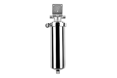 Колба для гор воды Slim 10" Гейзер Премьер 3/4" (нерж.сталь, со сливом, хомут) 50753