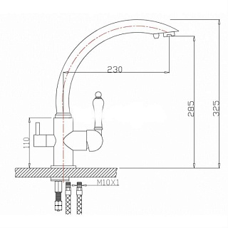 MAGNUS Смеситель д/кухни, хром С-обр.излив, под фильтр, из нерж ст марка 304 код 9266