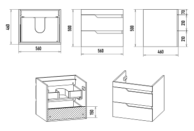 Комплект мебели 60 "Софт-60" подвесная 2 ящ. белая эмаль MISTY (ум. Алиса,58)