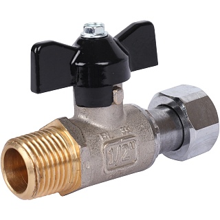 Кран шар. с нак. гайкой прямой баб. НР 1/2x1/2  (SVB-1009-000015) STOUT