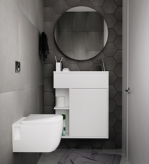 Комплект мебели 60 "Stretto-60" подвес., белый глян. 1 ДВ 1 Марка (ум.Акриловый+сифон+донный клапан)