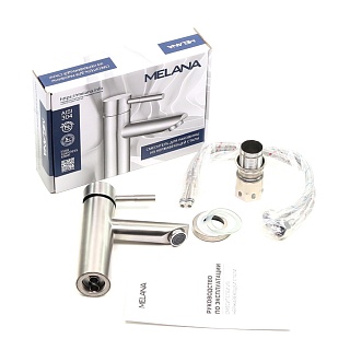 Смес. д/умывальника  MELANA TONDO нерж. (F610101)