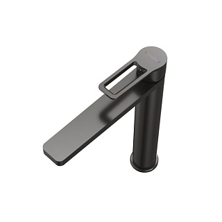 Смеситель д/умывальника "KOBE" (KOB-1012) высокий вороненая сталь TOKITO