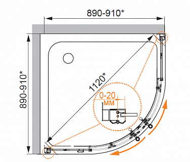ДУШЕВОЙ УГОЛОК CEZARES RETRO A-R-2-100-SCORREVOLE-CP-Br