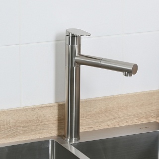 Смес. д/кухни  MELANA STELLO вытяжной излив  нерж. сатин (F610303)