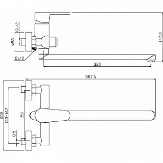 Смеситель д/ванны TIMOS длин.излив перекл.кнопка 35L35L  ARGO 41086 АКЦИЯ снято с производства!!