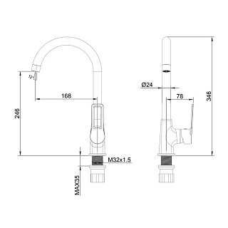 Смеситель д/кухни "KOBE" (KOB-1013) оружейная сталь TOKITO