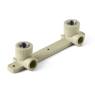 Колено комб. с креплением двойное (для смесит.) 20*1/2 нар.рез. серый (8/24) ПРО АКВА (PA280108PG)