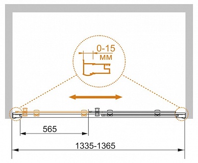 ДУШЕВАЯ ДВЕРЬ В ПРОЕМ CEZARES PRATICO-BF-1 135-C-Cr