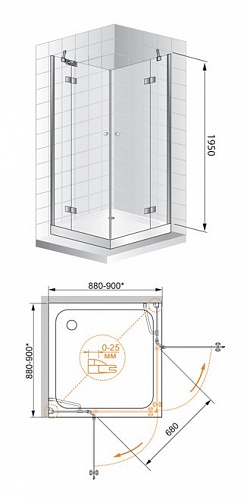 ДУШЕВОЙ УГОЛОК CEZARES VERONA A-2 -90-C-Cr