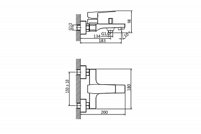Смеситель д/ванны "Akari" (AKA-1014) короткий излив TOKITO