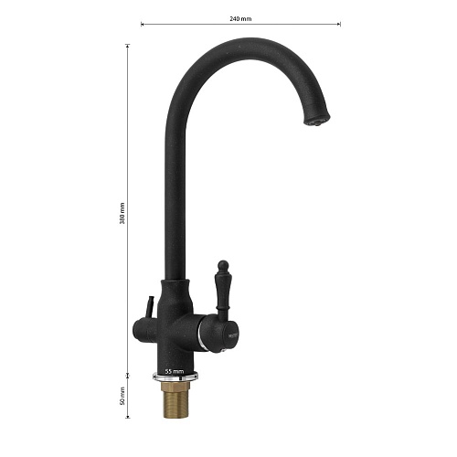 MAGNUS Смеситель д/кухни, ЧЕРНЫЙ, под фильтр, латунь код 8241