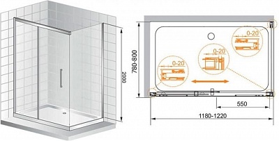 ДУШЕВОЙ УГОЛОК CEZARES PREMIER-SOFT-AH-1 120/80-C-Cr-IV