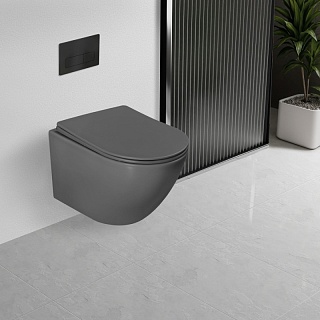 Унитаз подвесной безободковый Vincea "Globo" Tornado антрацит матовый сиденье slim м/л  VT1-14TMA