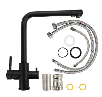 MAGNUS Смеситель д/кухни, Г-образный излив,под фильтр ЧЕРНЫЙ нерж. ст. марка 304, код: 91125