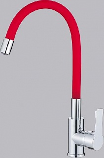 Смеситель д/кухни Haiba HB70112-6 комбинированный силиконовый с гибким изливом (красный)