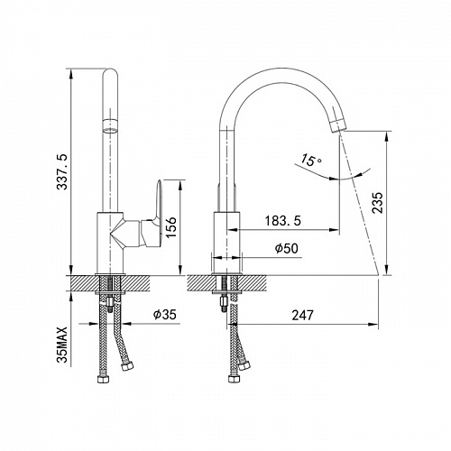 Смеситель для кухни, белый, Cuba, IDDIS, CU6WTJ0i05