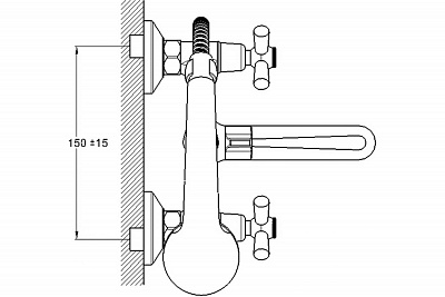 Смеситель д/ванны G-lauf (QMT3-A722) крест кер. короткий плоский излив 150мм