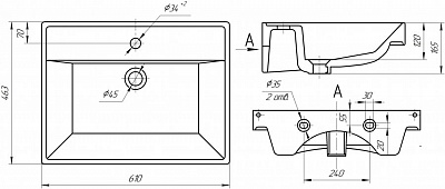 Комплект мебели 60 "Урал-60" напольная 2 дв., стекло MISTY (ум.Енисей-60/COMO-60)