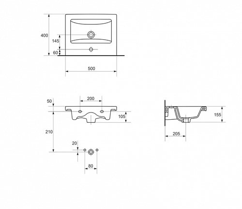 Умывальник Cersanit COMO-50 мебельный 