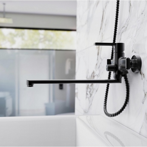 Смеситель д/ванны "KUDO" (KUD-1015) длинный излив черный TOKITO