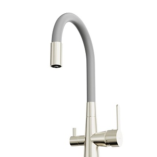 Смеситель д/кухни "AISAI" (AIS-1020) сатин под фильтр с гибким изливом серый TOKITO (фитинг под фильтр выписывать дополнительно арт.46553)