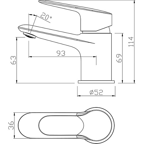 Смеситель д/умывальника AURA  картр. d35  35-04 ARGO 41975